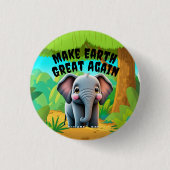 ゾウ、再び土素晴らしを作る、環境 缶バッジ (正面)