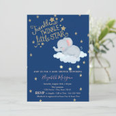 ゾウ,月,きらめく星ひらひらベイビーシャワー 招待状 (スタンド正面)