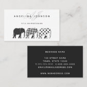 ゾウ、白黒パターンプロフェッショナル 名刺 (正面/裏面)