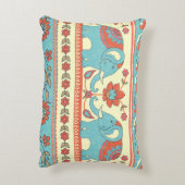 ゾウ、花、民族のパタストライプのーン アクセントクッション (裏面(縦))