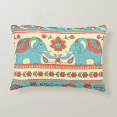 ゾウ、花、民族のパタストライプのーン アクセントクッション (裏面)