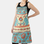 ゾウ、花、民族のパタストライプのーン エプロン (インサイチュ)