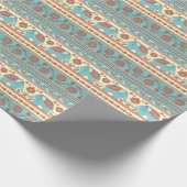 ゾウ、花、民族のパタストライプのーン ラッピングペーパー (角)