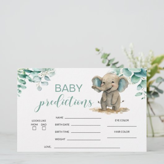 ゾウeucalyptus赤ちゃんシャワーベビー予測 便箋 (スタンド正面)