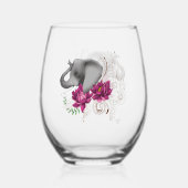ゾウHenna蓮の花 ステムなしワイングラス (正面)