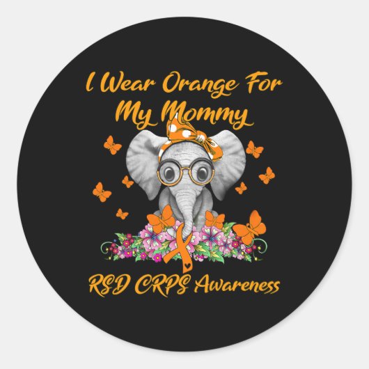 ゾウI衣服オレンジ私のMommy RSD CRPS認識 ラウンドシール (正面)