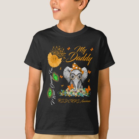 ゾウI衣服オレンジfor My Daddy RSD CRPS Aware Tシャツ (正面)