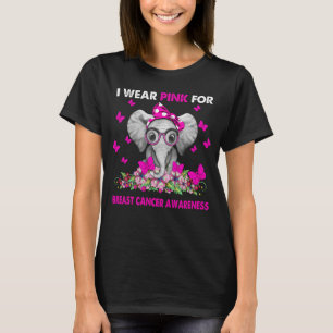 ゾウI衣服ピンク乳癌認識度 Tシャツ