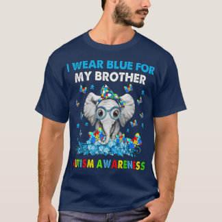 ゾウI衣服ブルーfor My Brother Autism Awarene Tシャツ