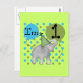 ゾウI'm 1 First誕生日Tシャツとギフト ポストカード (正面/裏面)