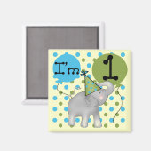 ゾウI'm 1 First誕生日Tシャツとギフト マグネット (正面/裏面)