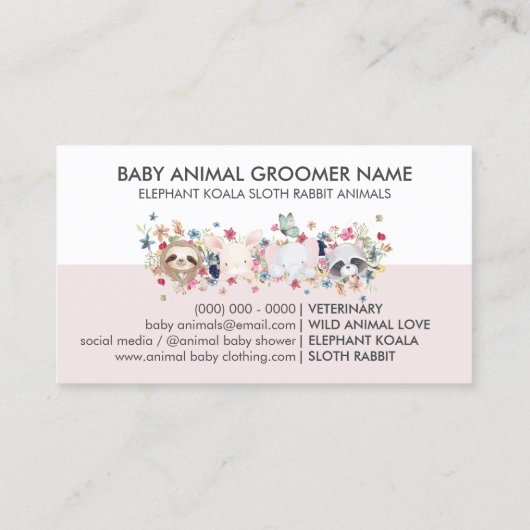ゾウKOALA SLOTH RABBIT BABY ANIMALS 名刺 (裏面)