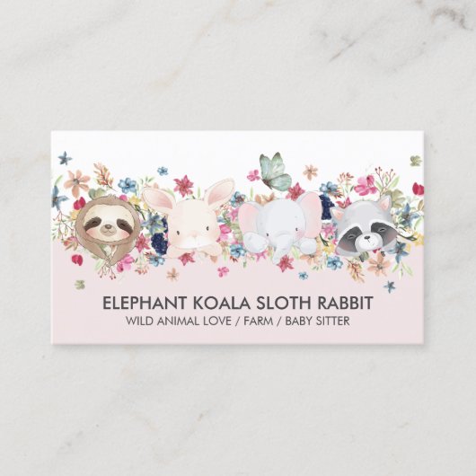 ゾウKOALA SLOTH RABBIT BABY ANIMALS 名刺 (正面)