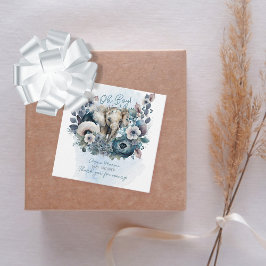 ゾウOhボーイブルーフローラベビーシャワー フェイバータグ