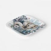 ゾウOhボーイブルーフローラベビーシャワー ペーパープレート (傾斜あり)