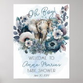 ゾウOhボーイブルーフローラベビーシャワー ポスター (正面)