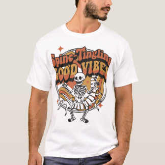 ゾクゾクするイイ感じのユーモラスなスケルトングラフィック Tシャツ