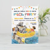ゾクゾクする友達プールパーティー誕生日招待状 招待状 (スタンド正面)
