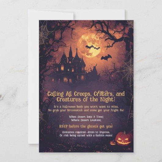 ゾッおもしろいク、クリター、生き物をすべて呼び出す 招待状 (正面)