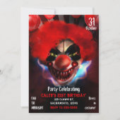ゾッとする怖い殺人ピエロ ハロウィン 誕生日パーティー 招待状 (正面)