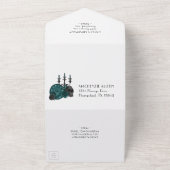 ゾディアックマジック | ダークティールグリーン ゴシック スカル ローズ オールインワン招待状 (外側)