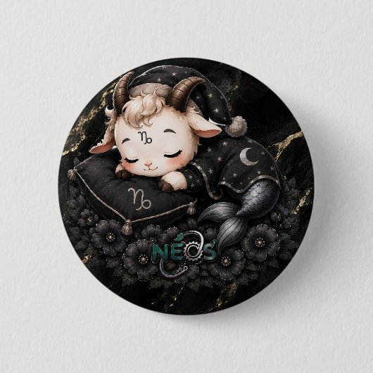 ゾディアック かわいい ネオス 山羊座 缶バッジ (正面)