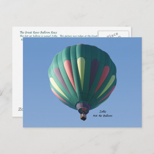 ゾリー熱気球はがき ポストカード (正面/裏面)