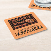 ゾンビおもしろいゾーンハローウィンパーティ スクエアペーパーコースター (アングル)