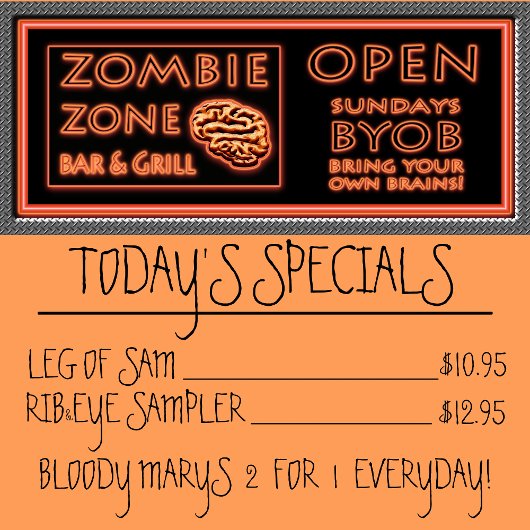 ゾンビおもしろいゾーンBYOBが自分の脳を持ち込む ポスター