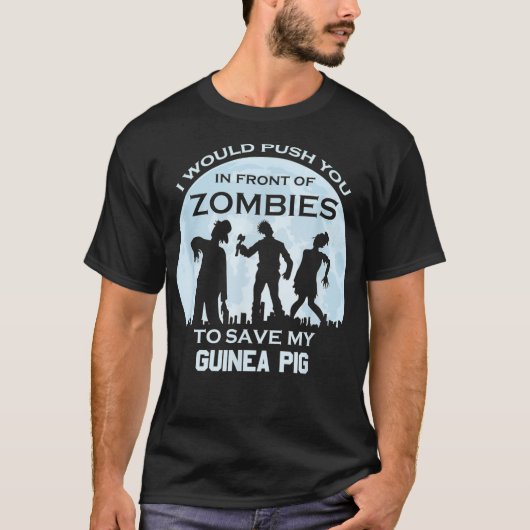 ゾンビおもしろいハロウィーンペットギニアピグ Tシャツ (正面)