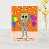 ゾンビおもしろい誕生日カード カード (黄色い花)