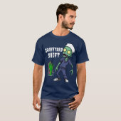 ゾンビお化け屋敷シフト 楽しいゾンビお夜勤の友達 Tシャツ (正面フル)