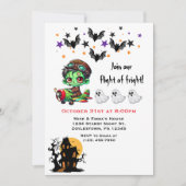 ゾンビお洒落パイロット飛行機かわいい幽霊&こうもり 招待状 (正面)