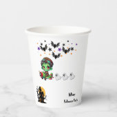 ゾンビお洒落パイロット飛行機かわいい幽霊&こうもり 紙コップ (正面)