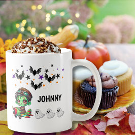 ゾンビお洒落パイロット&飛行機おかしなハロウィーン コーヒーマグカップ