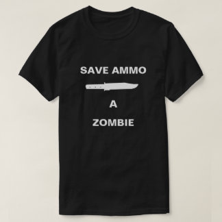 ゾンビから弾薬を守れナイフ Tシャツ
