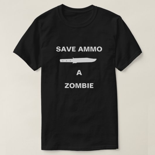 ゾンビから弾薬を守れナイフ Tシャツ (デザイン正面)