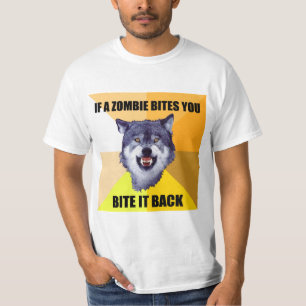ゾンビがかめば勇気のオオカミ Tシャツ