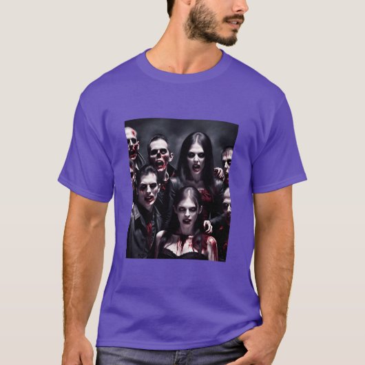ゾンビがハロウィーンを祝うヴィンテージ Tシャツ (正面)