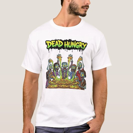 ゾンビがピザを食べる Tシャツ (正面)