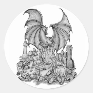 ゾンビが付いているドラゴン ラウンドシール