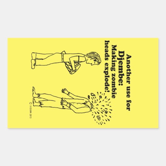 ゾンビが矩形ステッカーを爆発させるDjembe 長方形シール (正面)