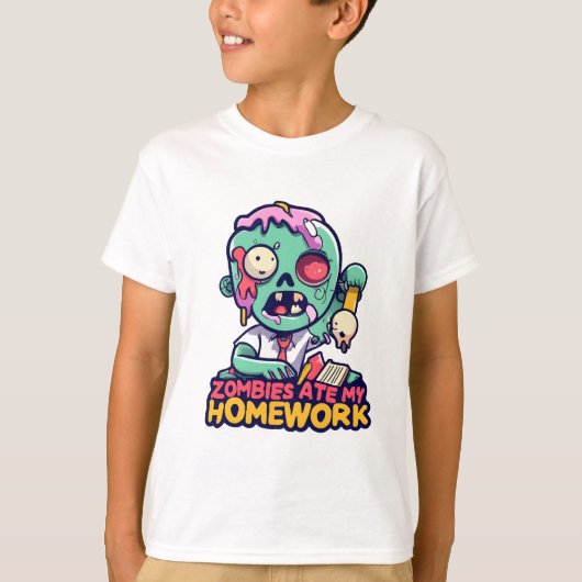 ゾンビが私の宿題を食べた Tシャツ (正面)