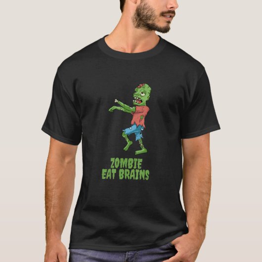 ゾンビが脳を食べるハロウィンパーティゾンビ怖いク Tシャツ (正面)
