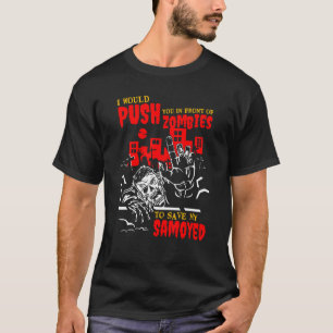 ゾンビでサモイ救ドおもしろい犬愛にあなたを押す Tシャツ