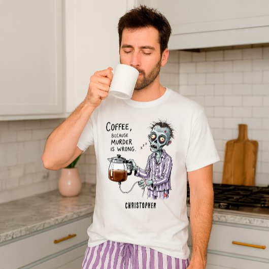 ゾンビとコーヒーの面白いサルカスティックモーニングユーモア Tシャツ