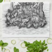 ゾンビとドラゴン キッチンタオル (折り畳み)