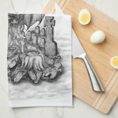 ゾンビとドラゴン キッチンタオル (四つ折り)