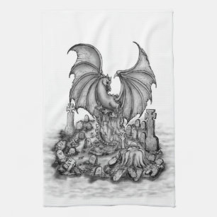 ゾンビとドラゴン キッチンタオル