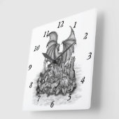 ゾンビとドラゴン スクエア壁時計 (傾斜)
